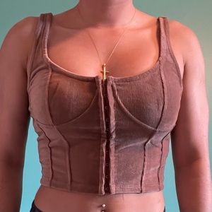 Brown Cropped Tank Top with Hooks